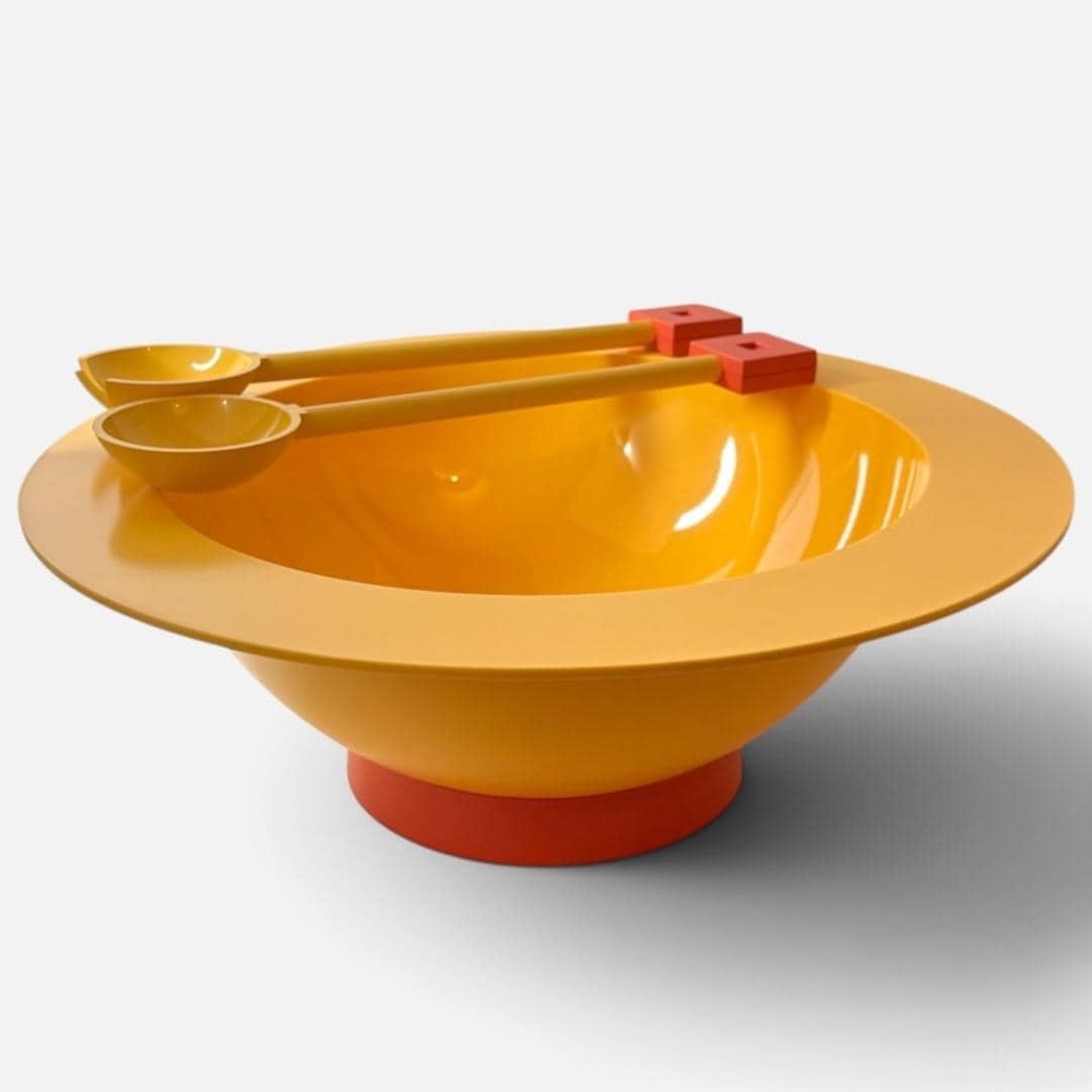 Vintage Alessi Euclid Bowl Servers Set Michael Graves Memphis Postmodern Yellow
